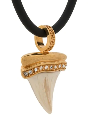 Shop Versace Shark Tooth Necklace In Black