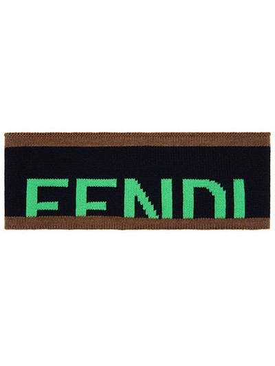 Shop Fendi Cut-effect Logo Headband In Black