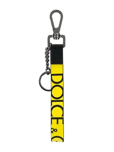 Shop Dolce & Gabbana Logo Keyring In Yellow