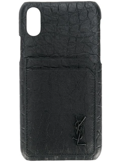 Shop Saint Laurent Embossed Fashion Iphone 10 Case In Black