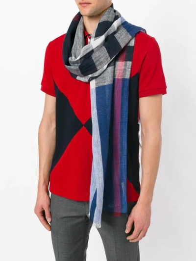 Shop Burberry Check Panel Scarf - Multicolour