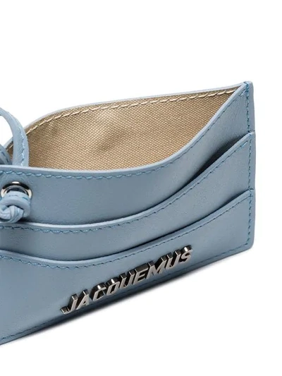 Shop Jacquemus Light Blue Le Porte Leather Card Wallet Necklace