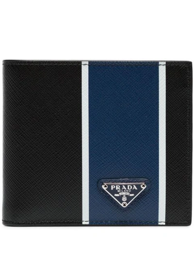 PRADA PANELLED BI-FOLD WALLET - 黑色