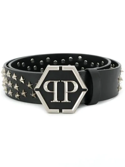 Shop Philipp Plein Star Studded Belt In Black