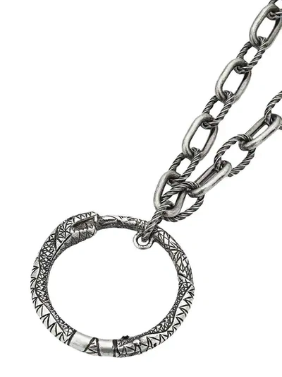 Shop Gucci Ouroboros Pendant Necklace In Metallic