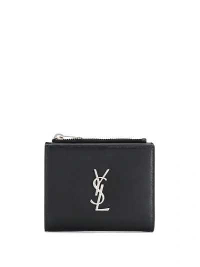 Saint Laurent Monogram Leather Wallet In Black