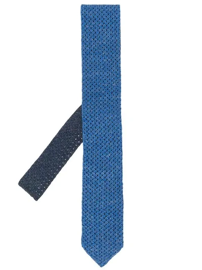 Shop Etro Knitted Tie In Blue