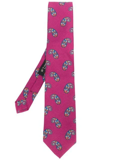 Shop Etro Patterned Tie - Pink