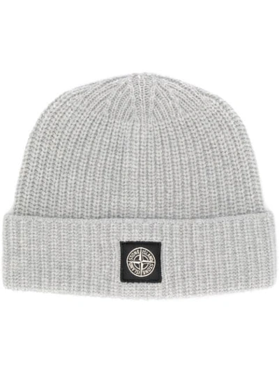 Shop Stone Island Beanie With Logo Patch In V0060