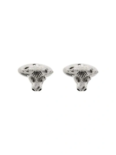 Shop Gucci Anger Forest Bull's Head Cufflinks In Metallic