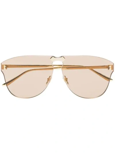 Shop Gucci Eyewear Gold Aviator-frame Rimless Sunglasses - Metallic