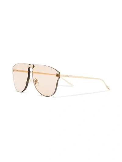 Shop Gucci Eyewear Gold Aviator-frame Rimless Sunglasses - Metallic