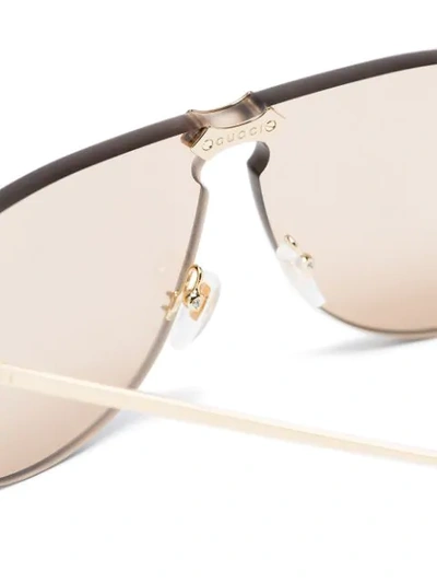 Shop Gucci Eyewear Gold Aviator-frame Rimless Sunglasses - Metallic
