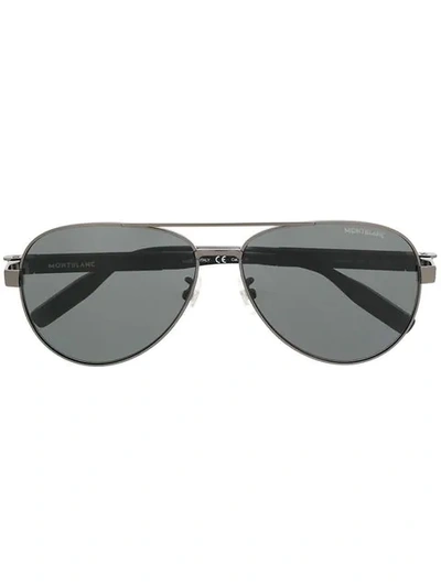 Shop Montblanc Aviator Sunglasses - Black