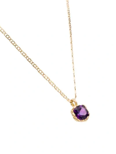 Shop Anais Rheiner 18k Gold And Amethyst Pendant Necklace In Purple