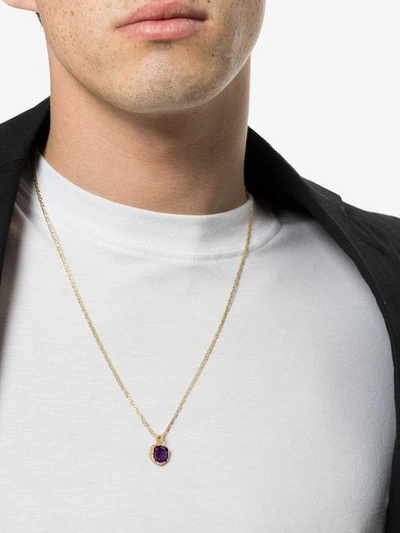 Shop Anais Rheiner 18k Gold And Amethyst Pendant Necklace In Purple