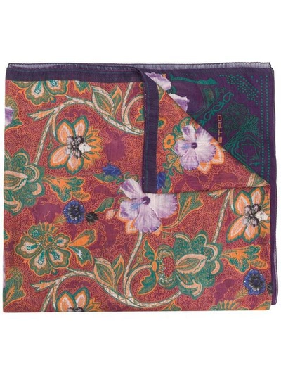Shop Etro Floral Paisley Print Scarf In Brown