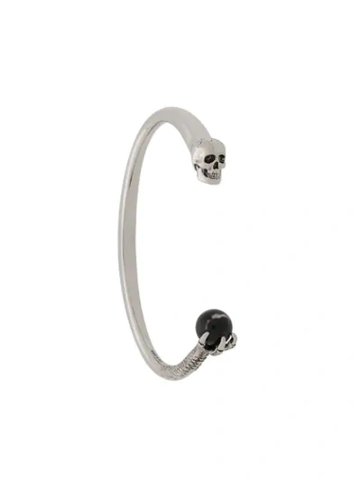 Shop Alexander Mcqueen Cut Out Skull Bracelet In Silver