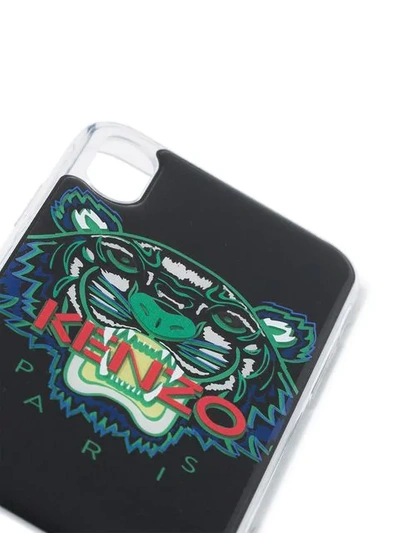 Shop Kenzo Multicoloured Tiger Logo Print Iphone X Case - 99 Black