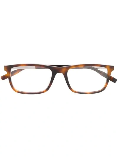 Shop Montblanc Mb0021o 003 Tortoiseshell Glasses - Brown