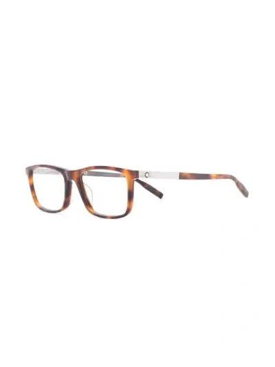 Shop Montblanc Mb0021o 003 Tortoiseshell Glasses - Brown