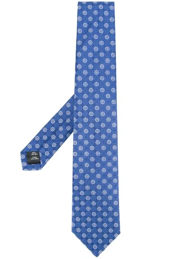 Shop Gieves & Hawkes Embroidered Tie In Blue