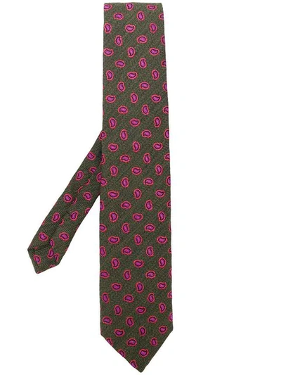 Shop Etro Paisley Pattern Embroidered Tie In Green