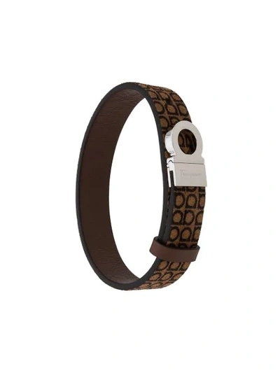 Shop Ferragamo Logo Strap Bracelet In Brown