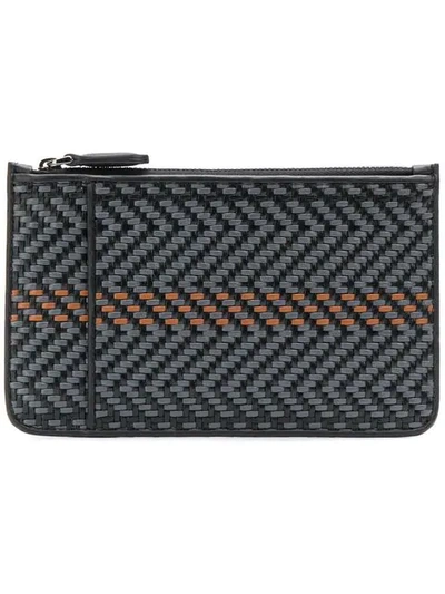 Shop Ermenegildo Zegna Woven Top Zip Wallet In Black