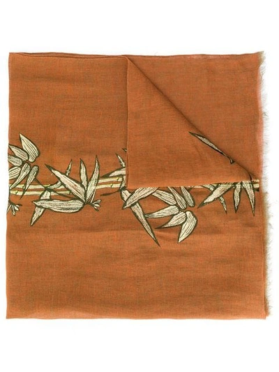 Shop Etro Embroidered Bamboo Scarf - Neutrals