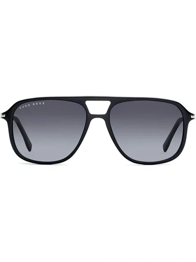 Shop Hugo Boss Aviator Framed Sunglasses In Black