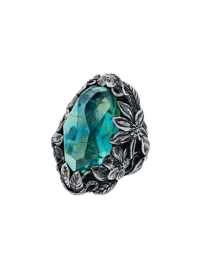 Shop Lyly Erlandsson Blue Winter Ring In Silver/blue