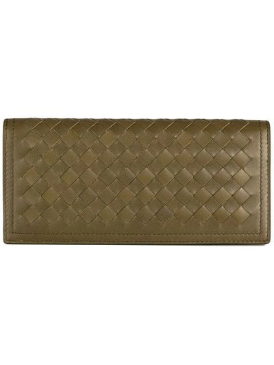 Shop Bottega Veneta Intrecciato Continental Wallet In Green