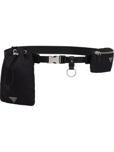 Shop Prada Pouch Buckle Belt In Black