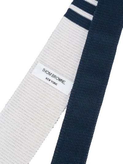 Shop Thom Browne 4-bar Silk Knit Tie In Blue