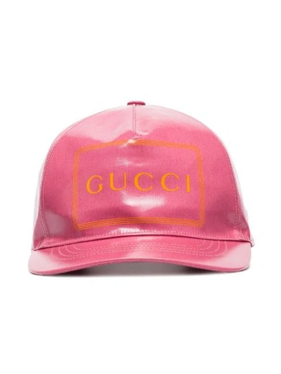 GUCCI HIGH-SHINE LOGO BASEBALL CAP - 粉色