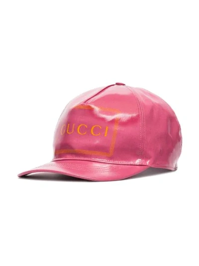 GUCCI HIGH-SHINE LOGO BASEBALL CAP - 粉色