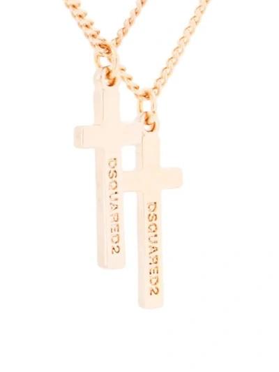 Shop Dsquared2 Double Cross Necklace In Gold