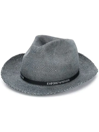 EMPORIO ARMANI CLASSIC HAT WITH BRANDED STRAP - 蓝色