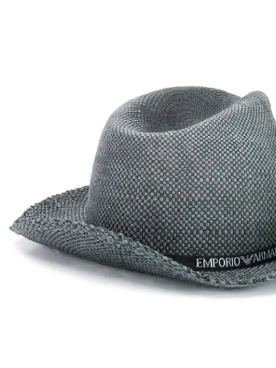 Shop Emporio Armani Classic Hat With Branded Strap In Blue