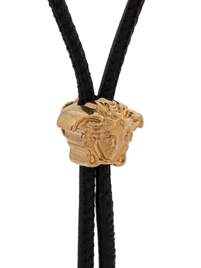 Shop Versace Braided Medusa Necklace In Black
