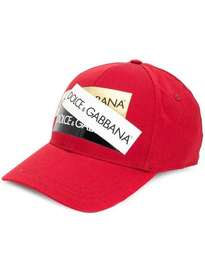 Shop Dolce & Gabbana Logo Prints Cap In Red