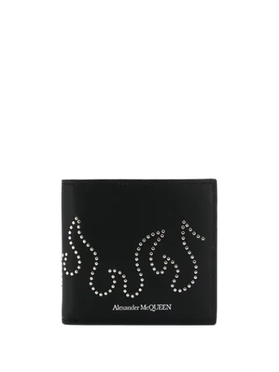 Shop Alexander Mcqueen Studded Flame Motif Wallet In Black