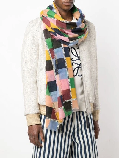 Shop Loewe Square Printed Scarf In Multicolour