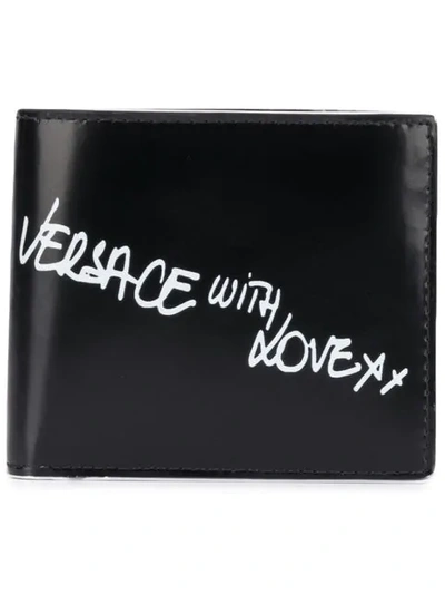 Shop Versace Printed Billfold Wallet In Black