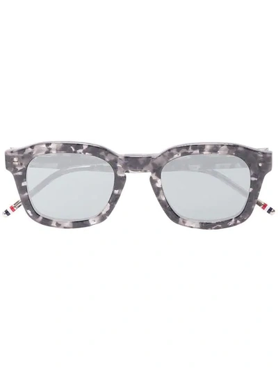 Shop Thom Browne Grey And Black Square Frame Sunglasses