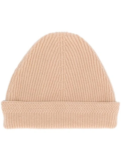 Shop Maison Margiela Ribbed Knit Beanie In 111 Nude