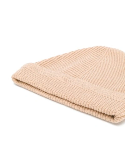 Shop Maison Margiela Ribbed Knit Beanie In 111 Nude