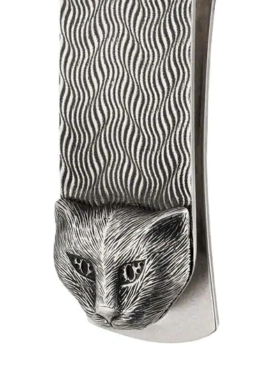 Shop Gucci Garden Silver Cat Money Clip In 8131 Silver