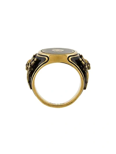 Shop Alexander Mcqueen Skull Ring In Metallic